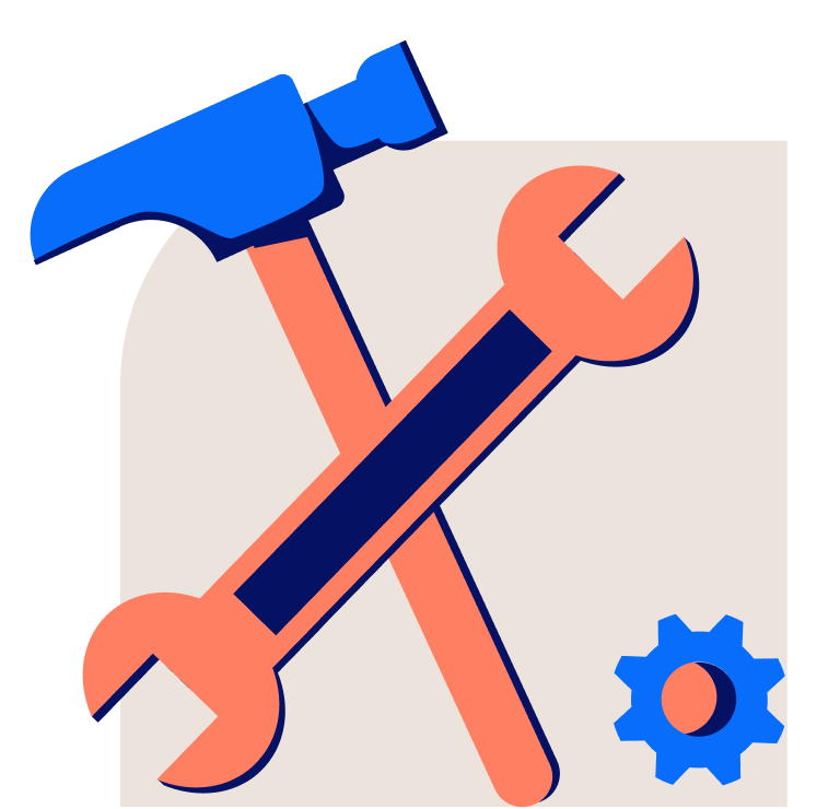Illustration Hammer und Schraubenschlüssel