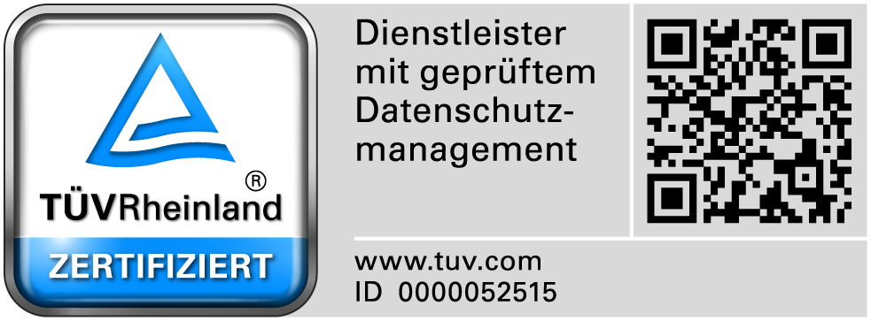Zertifikat TÜV Rheinland Datenschutzmanagement