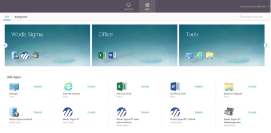 Wodis Sigma, neue Citrix-Version 7, Oberfläche Wodis Sigma, neue Citrix-Version 7, Oberfläche