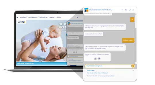 Beispiel-Chat mit Neela auf der Unternehmenswebseite Beispiel-Chat mit Neela auf der Unternehmenswebseite