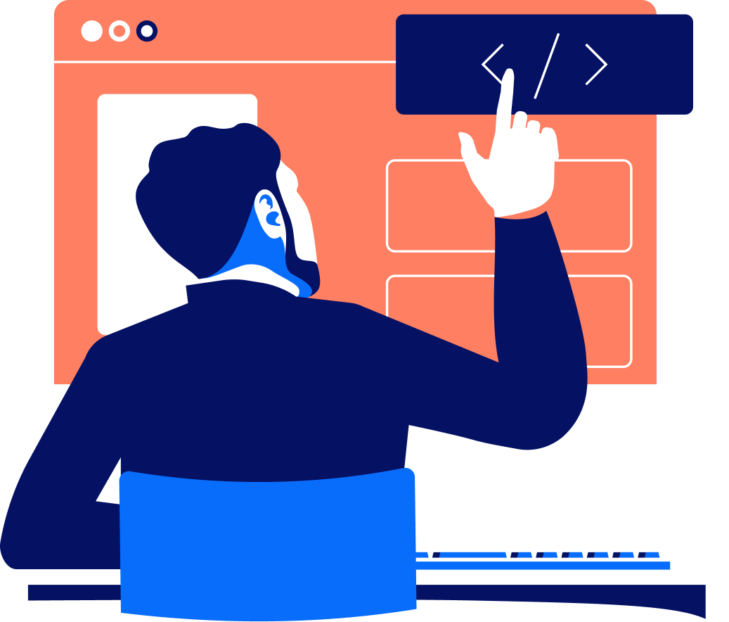 Symbol eines Mannes und Touchscreen