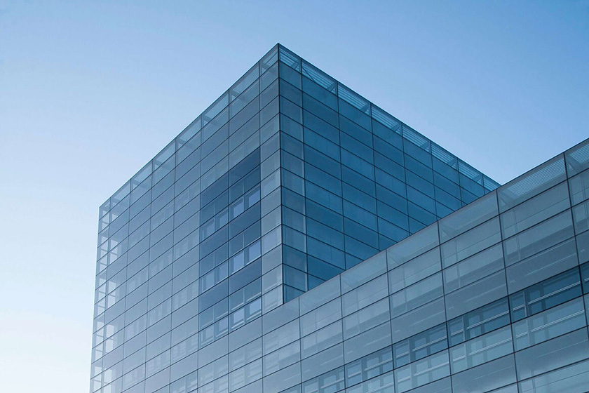 Office building with glass exterior