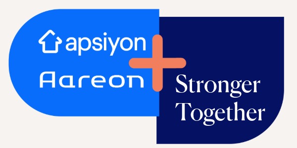 Symbolbild, das die Unternehmenslogos von Aareon und Apsiyon zeigt